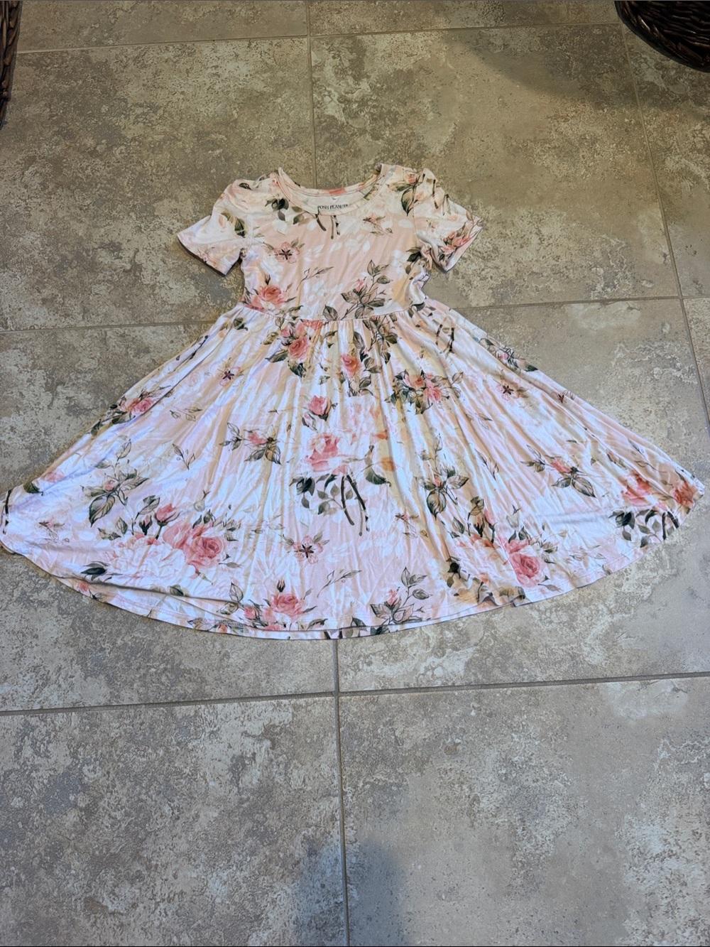 Posh Peanut Pink Floral Short-Sleeve Twirl Dress